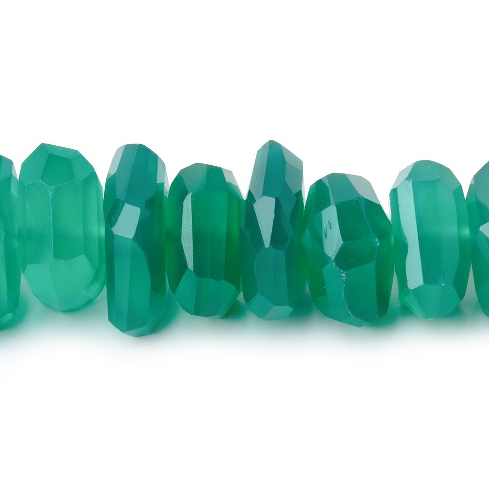 9.5-12.5mm Green Onyx Center Drilled Faceted Nugget Beads 7.5 inch 30 pieces - Beadsofcambay.com