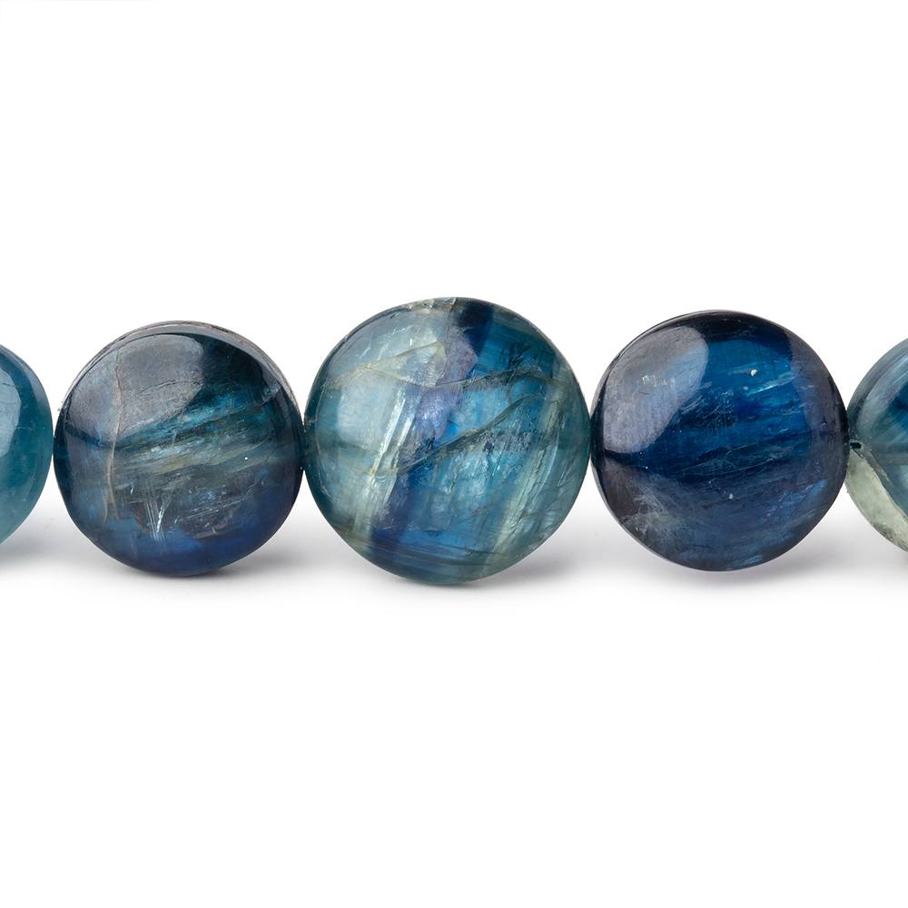 9.5-14mm Tanzanian Kyanite Plain Coins 16 in 37 pcs AA - Beadsofcambay.com