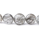 9.5-15mm Black Tourmalinated Quartz Faceted Coin Beads 8.5 inch 18 pieces - Beadsofcambay.com