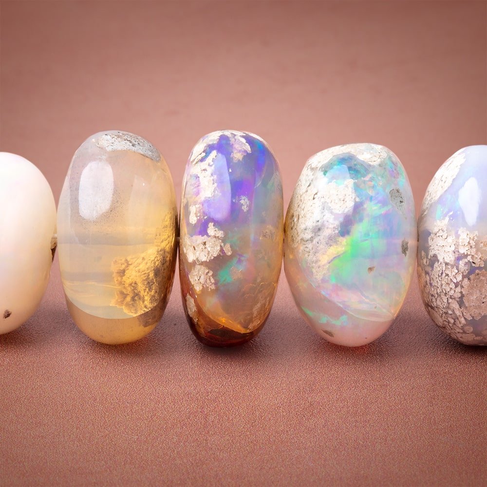 9.5-15mm Ethiopian Opal with Matrix Plain Rondelle Beads 20 inch 75 pieces AA - Beadsofcambay.com