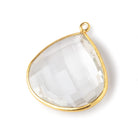 27x27mm Vermeil Bezeled Crystal Quartz faceted heart Pendant 1 piece