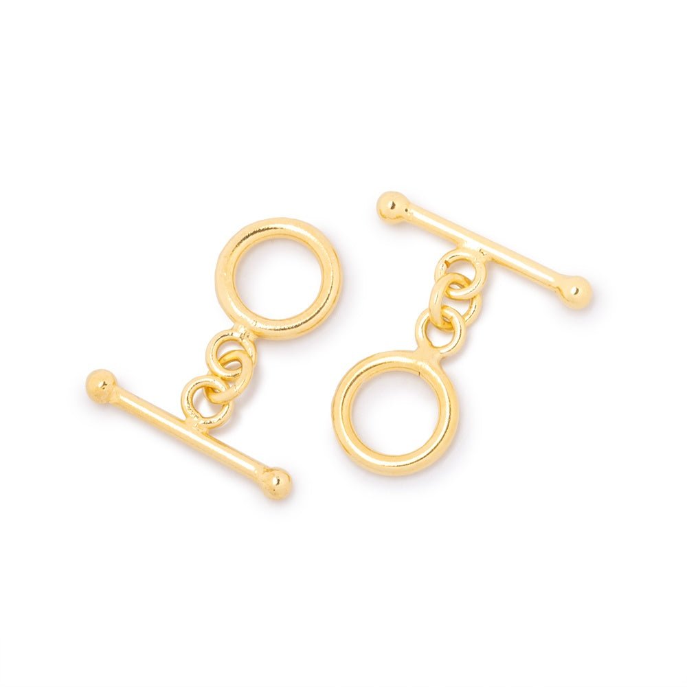 9.5mm Vermeil Toggle Round Design 1 piece - Beadsofcambay.com