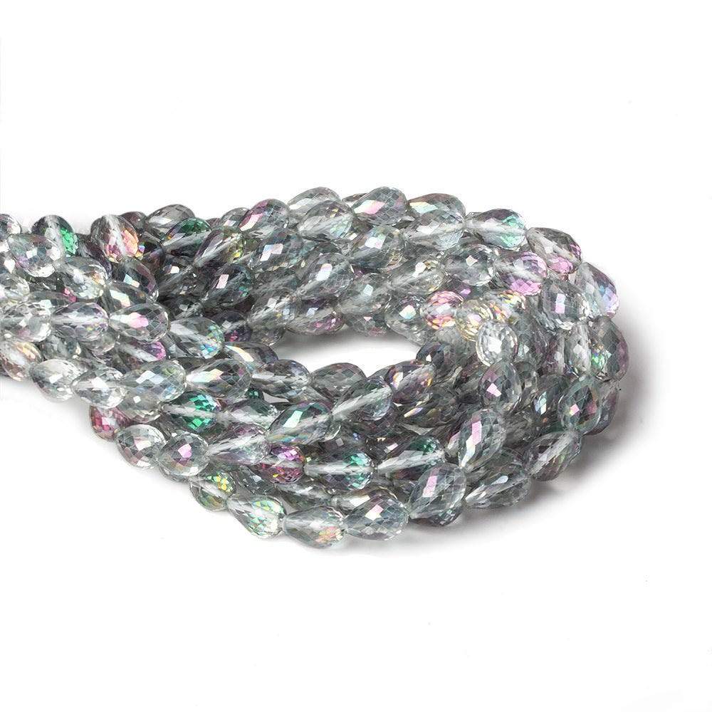 9.5x6.5mm Mystic White Topaz straight drilled faceted tear drops 9 inch 25 beads AA - Beadsofcambay.com
