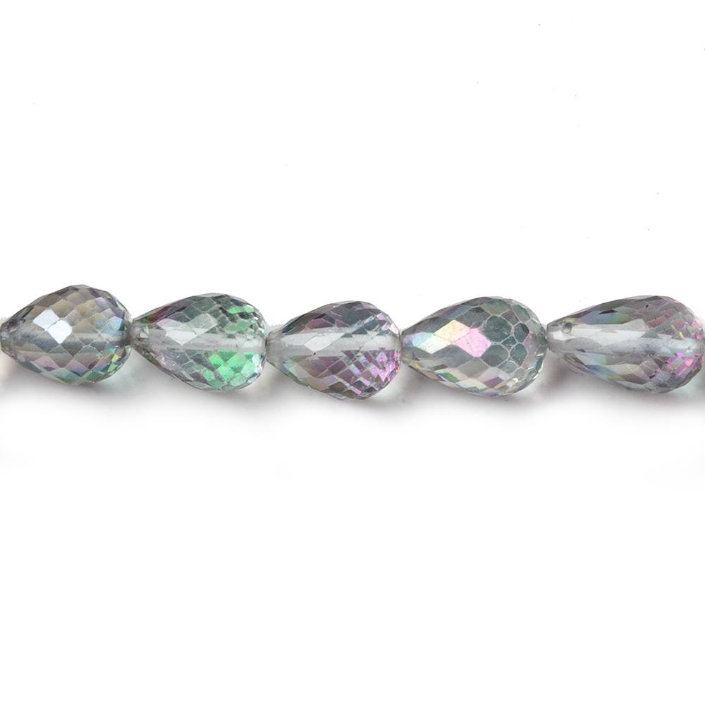 9.5x6.5mm Mystic White Topaz straight drilled faceted tear drops 9 inch 25 beads AA - Beadsofcambay.com