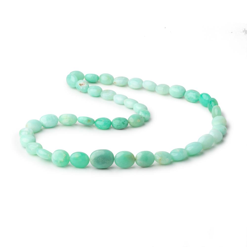9.5x8-14x11mm Tanzanian Green Opal Plain Oval Beads 18 inch 45 pieces - Beadsofcambay.com