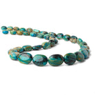 9.5x8.5-19.5x14.5mm Peruvian Blue Opal & Matrix plain oval nuggets 20 inch 37 beads AA - Beadsofcambay.com