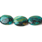 9.5x8.5-19.5x14.5mm Peruvian Blue Opal & Matrix plain oval nuggets 20 inch 37 beads AA - Beadsofcambay.com