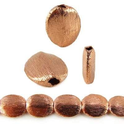 9.5x8mm Copper Brushed Oval 8 inch 22 pcs - Beadsofcambay.com