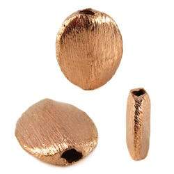 9.5x8mm Copper Brushed Oval 8 inch 22 pcs - Beadsofcambay.com