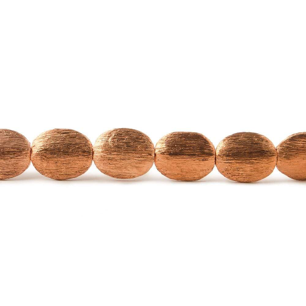 9.5x8mm Copper Brushed Oval 8 inch 22 pcs - Beadsofcambay.com