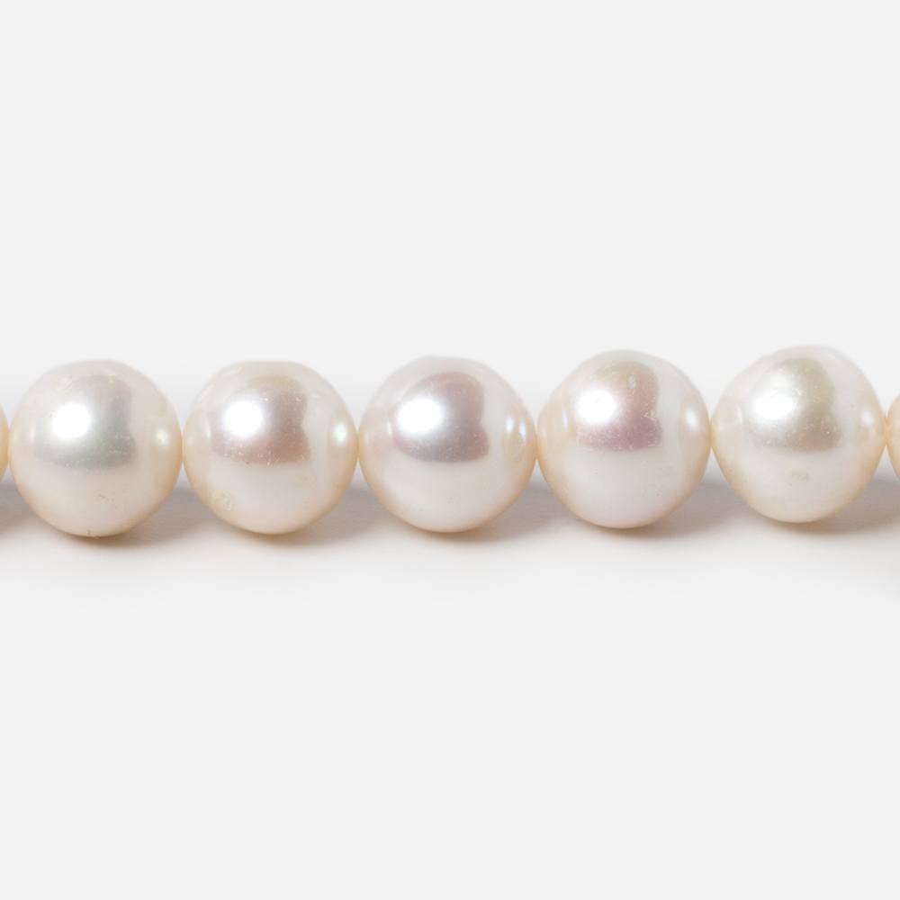 9.5x9-10.5x10mm Cream Rose' Off Round Freshwater Pearls 15.5 inch 42 pcs - Beadsofcambay.com