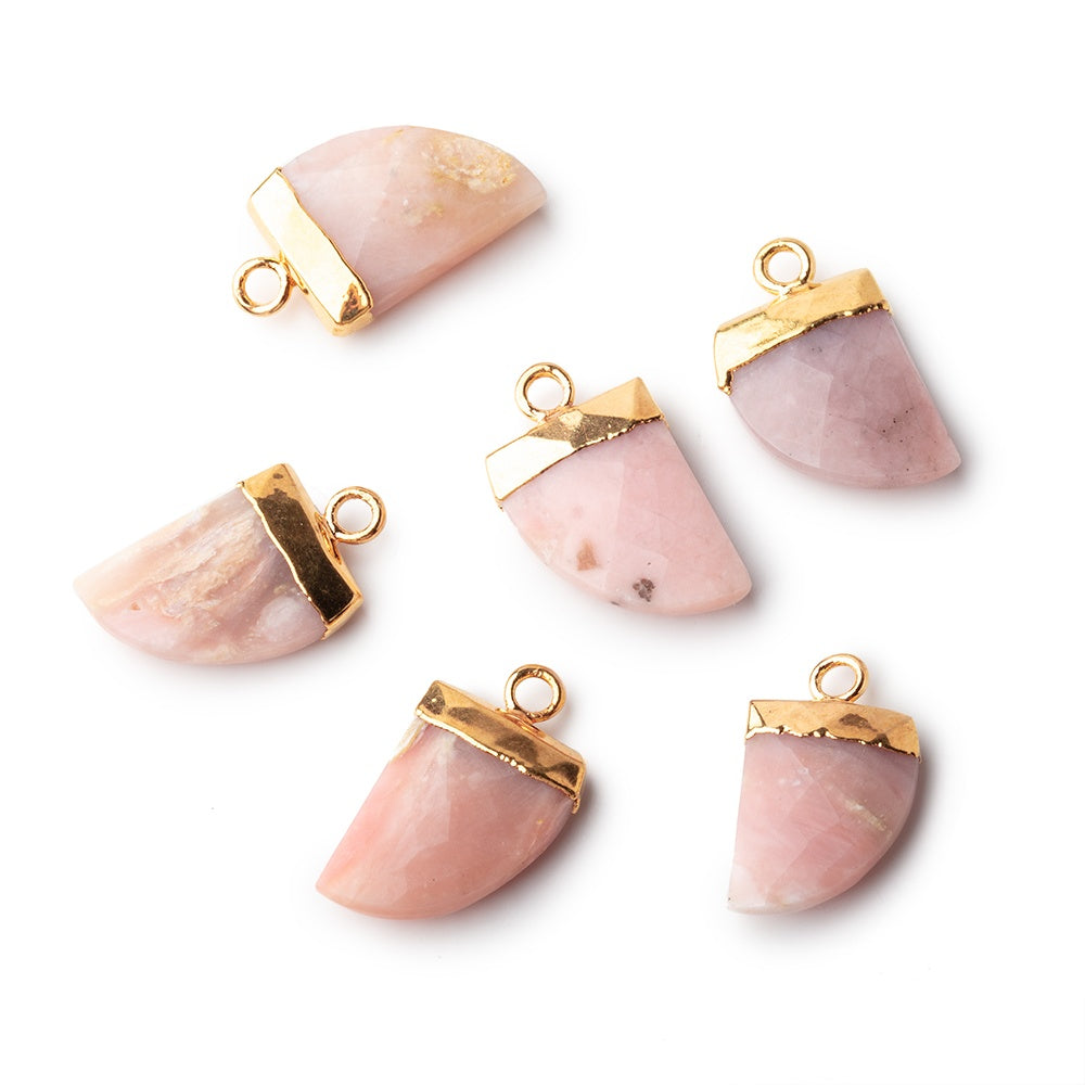 18x10mm Gold Leafed Pink Peruvian Opal Horn Pendants 1 piece view 1