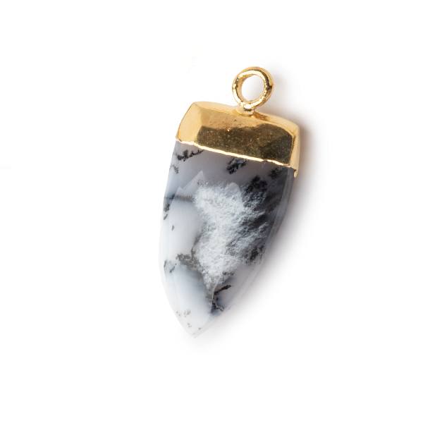 20x9mm Gold Leafed Dendritic Opal faceted Point Pendant 1 piece