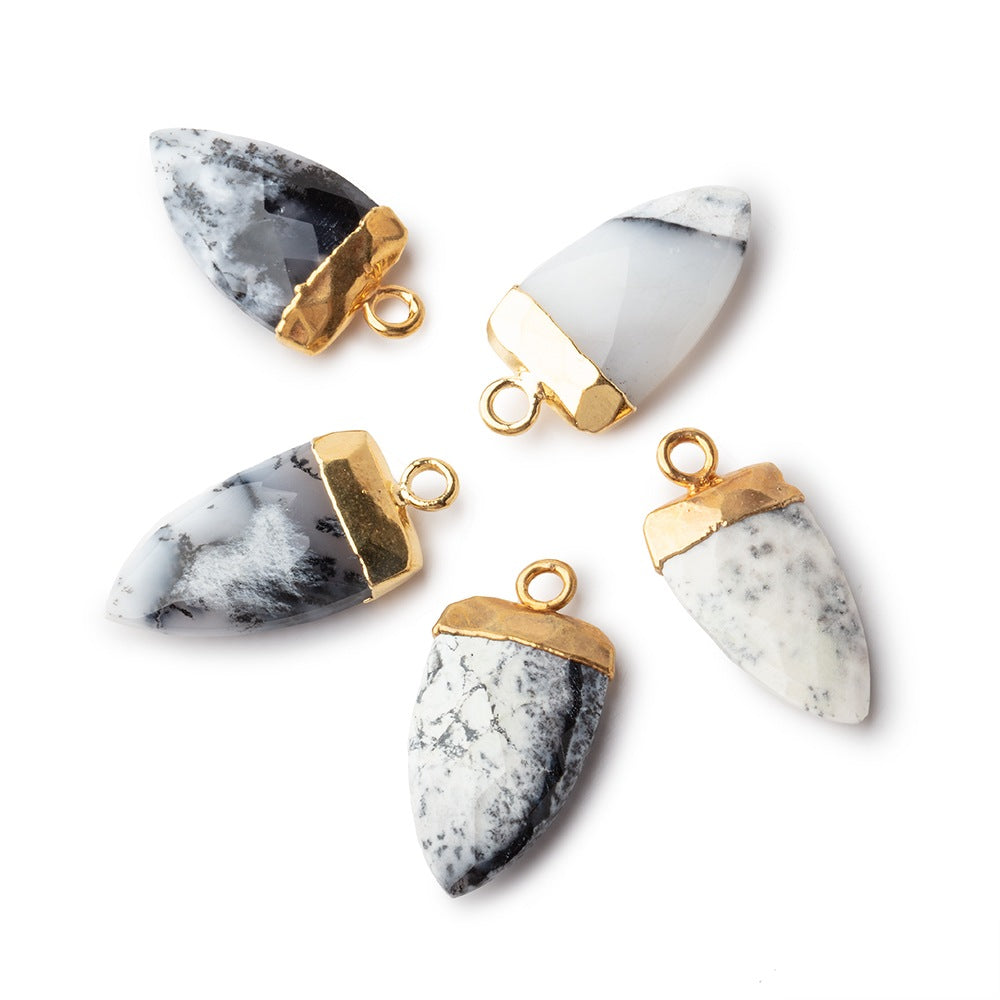 20x9mm Gold Leafed Dendritic Opal faceted Point Pendant 1 piece view 1