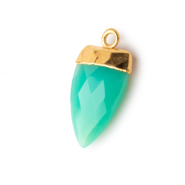 21x10mm Gold Leafed Green Onyx Point Pendant 1 piece