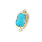 13x10mm Gold Leafed Turquoise Howlite Slice Connector 1 Focal - BeadsofCambay.com