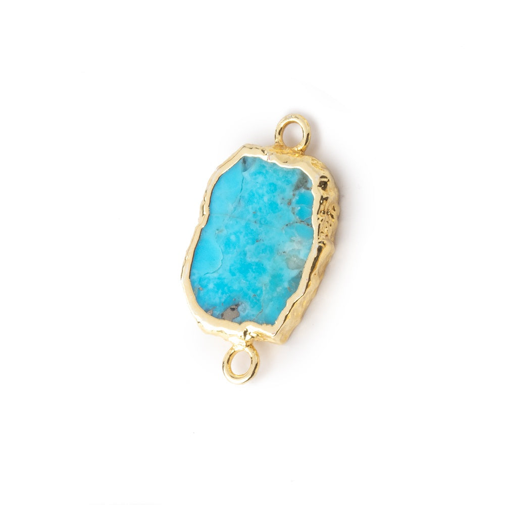 13x10mm Gold Leafed Turquoise Howlite Slice Connector 1 Focal - BeadsofCambay.com