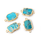 13x10mm Gold Leafed Turquoise Howlite Slice Connector 1 Focal - BeadsofCambay.com