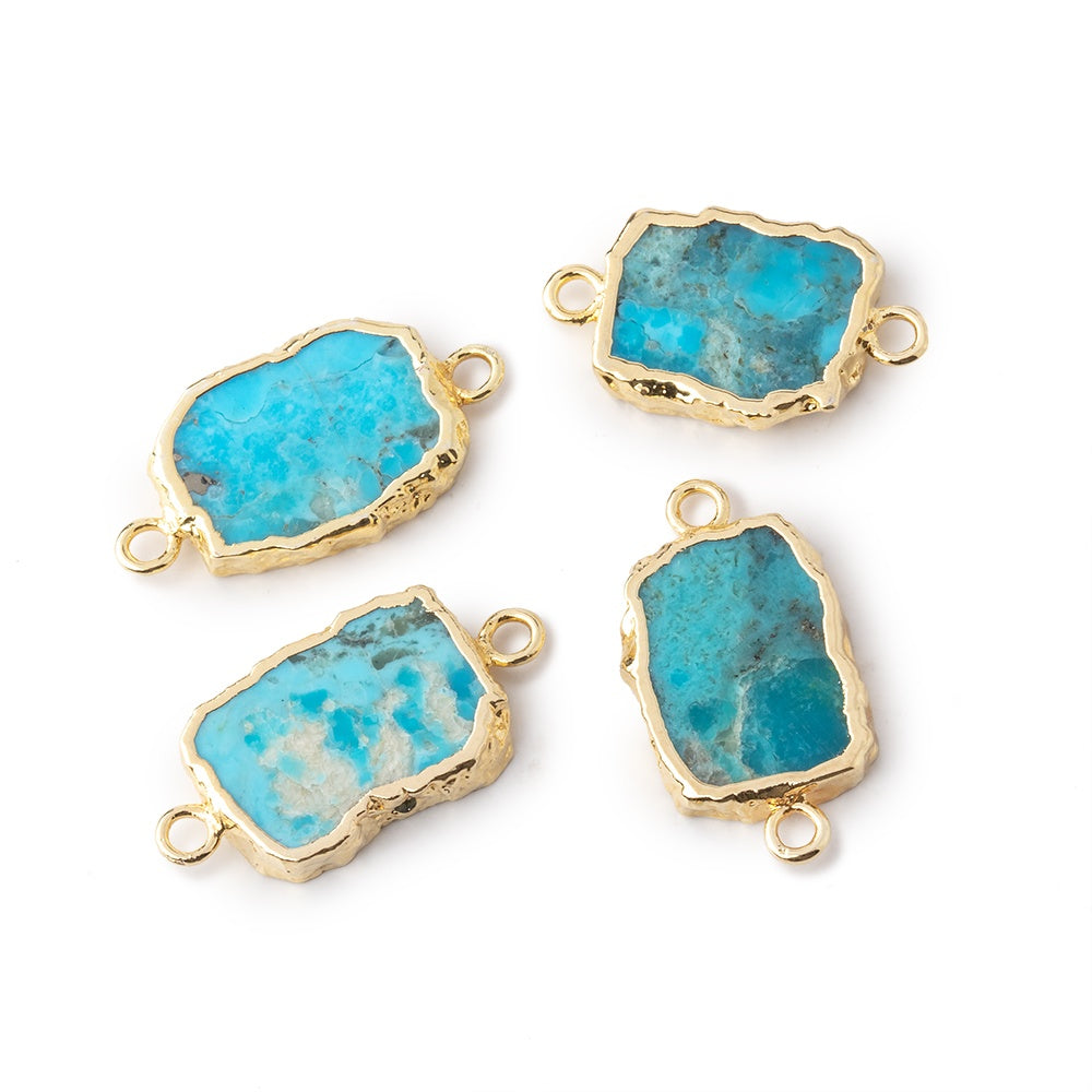 13x10mm Gold Leafed Turquoise Howlite Slice Connector 1 Focal - BeadsofCambay.com