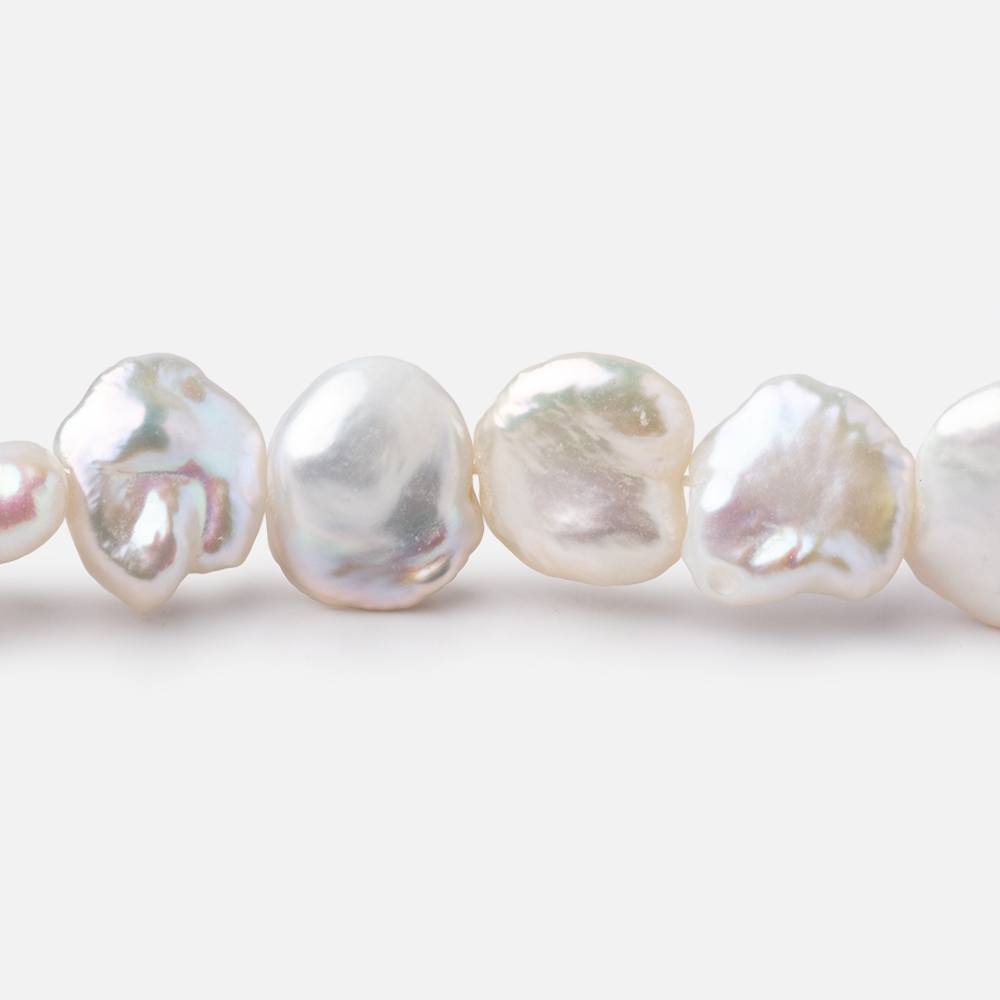 12-14mm Cream Keshi Side Drilled Freshwater Pearls 15.5 inch 34 pieces - BeadsofCambay.com