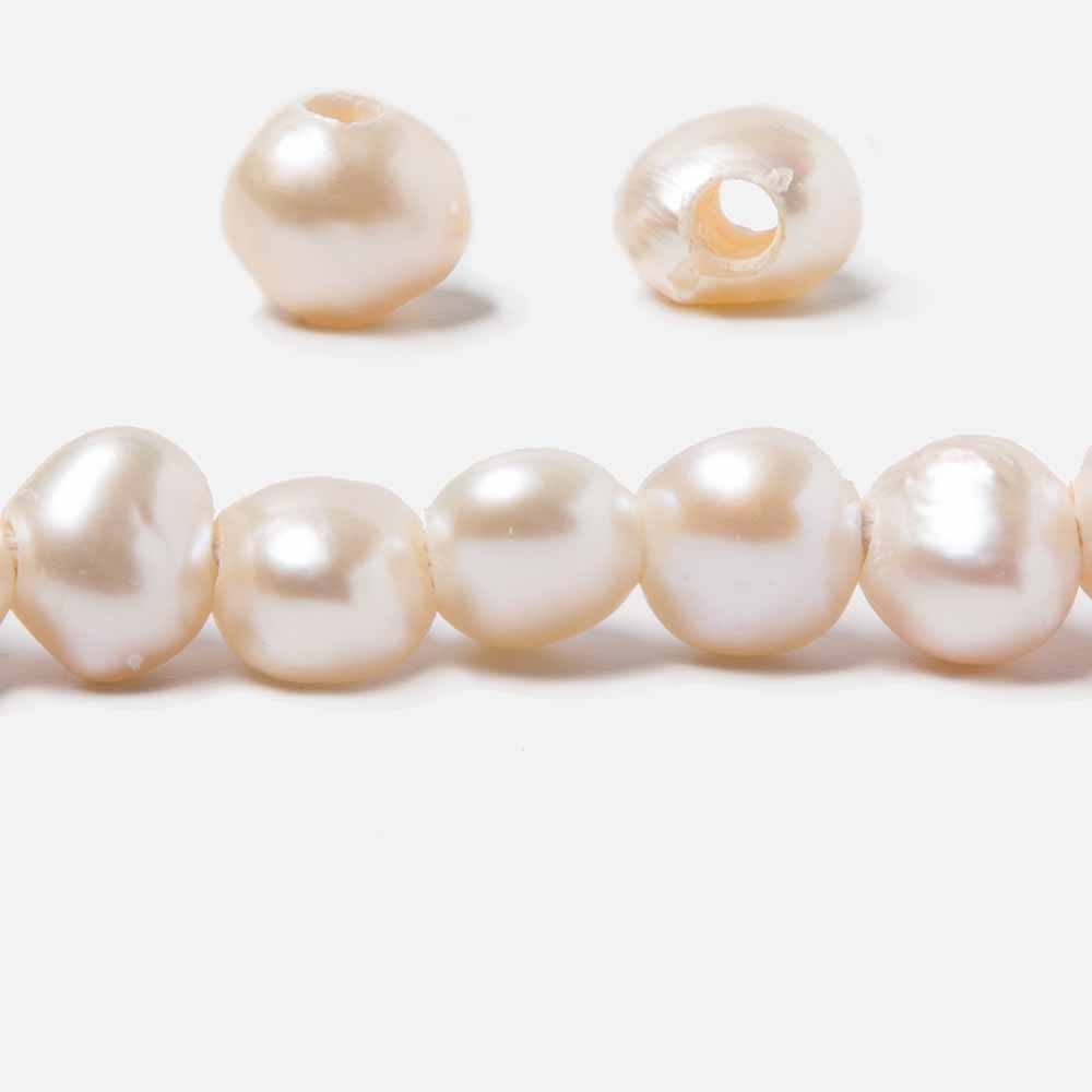 9mm-10mm Off White Baroque 2.5mm large hole Pearl - Beadsofcambay.com