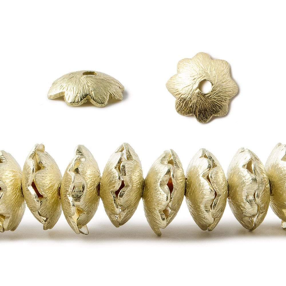 9mm 14kt Gold Plated Copper Bead Cap Scalloped Edge Brushed Flower 8 inch 82 pieces - Beadsofcambay.com