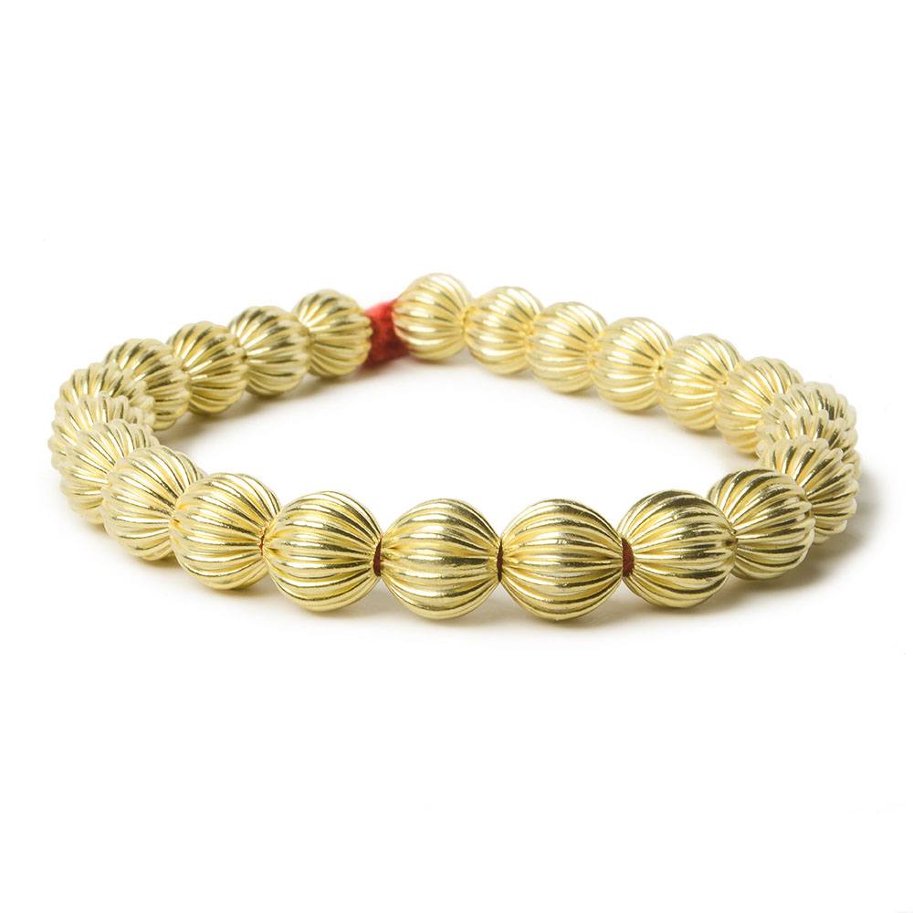 9mm 14kt Gold plated Copper Corrugated Beads 23 beads 8 inch - Beadsofcambay.com