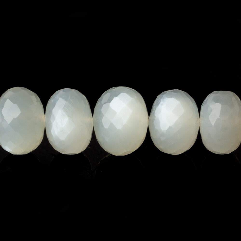 9mm - 14mm White Moonstone faceted rondelles 16 inch 48 beads A - Beadsofcambay.com