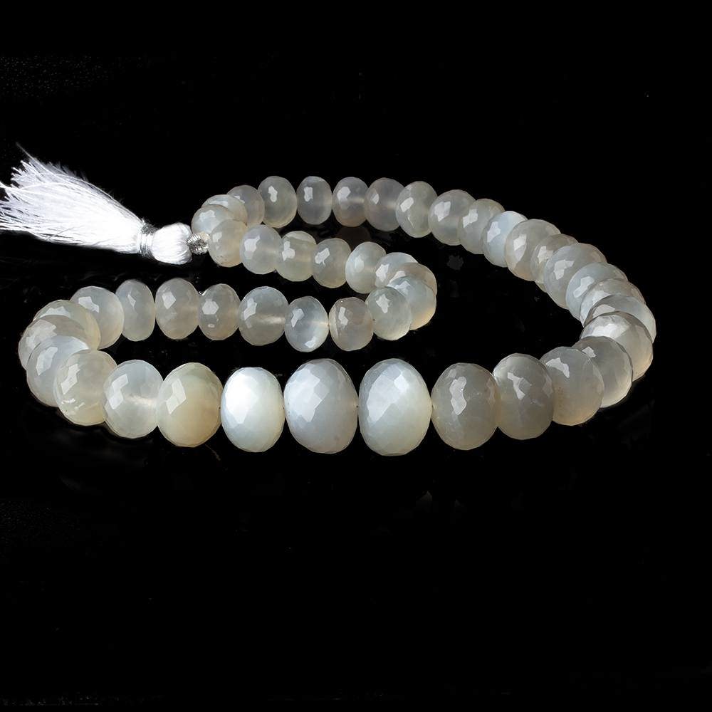 9mm - 16.5mm Sage Moonstone faceted rondelles 16 inch 47 beads A - Beadsofcambay.com