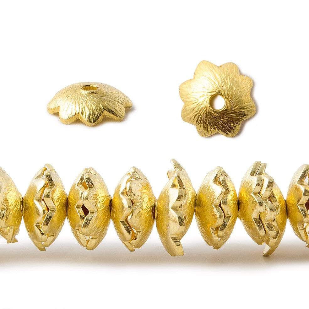 9mm 22kt Gold Plated Copper Bead Cap Scalloped Edge Brushed Flower 8 inch 82 pieces - Beadsofcambay.com