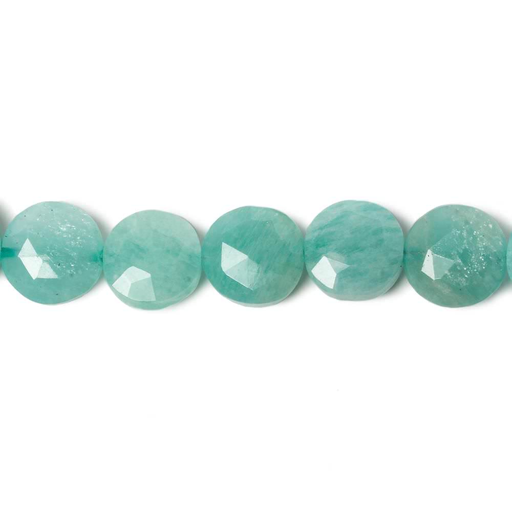 9mm Amazonite faceted coin beads 8 inch 23 pieces - Beadsofcambay.com