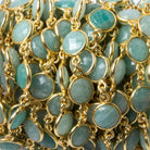 9mm Amazonite faceted coin Vermeil Bezel Chain by the foot 19 pcs - Beadsofcambay.com