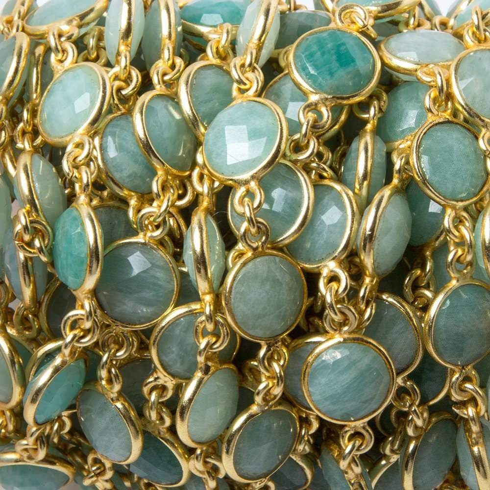 9mm Amazonite faceted coin Vermeil Bezel Chain by the foot 19 pcs - Beadsofcambay.com