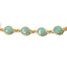 9mm Amazonite faceted coin Vermeil Bezel Chain by the foot 19 pcs - Beadsofcambay.com