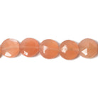 9mm Angel Skin Peach Moonstone faceted coin beads 8 inch 23 pieces - Beadsofcambay.com