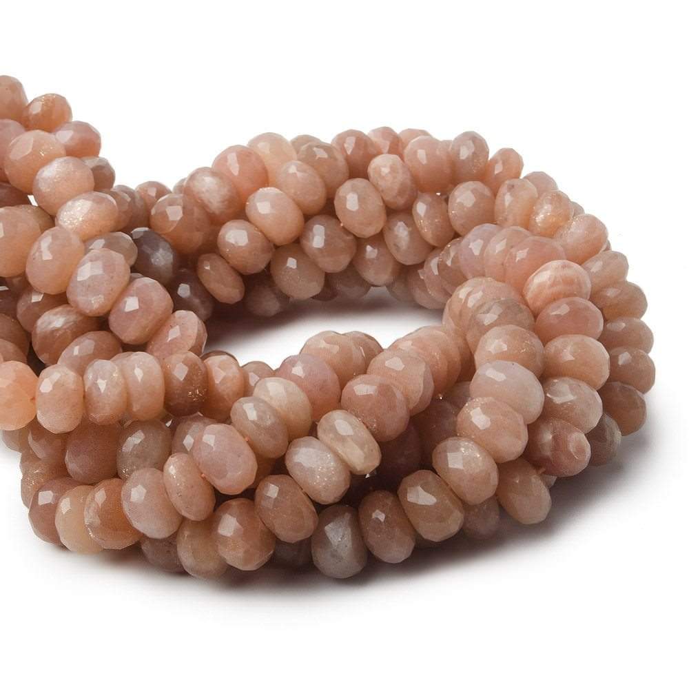 9mm Angel Skin Peach Moonstone faceted rondelle beads 13 inch 55 pieces A - Beadsofcambay.com