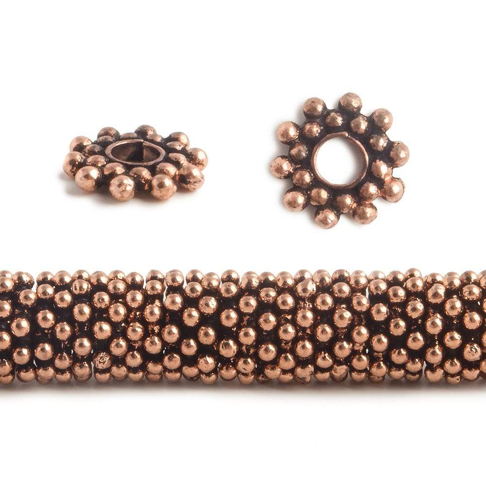 9mm Antiqued Copper Double Row Daisy Spacer, 8 inch 135 pcs - Beadsofcambay.com