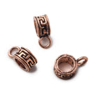 9mm Antiqued Copper Greek Key Circular Bail 6mm Id Set of 3 - Beadsofcambay.com