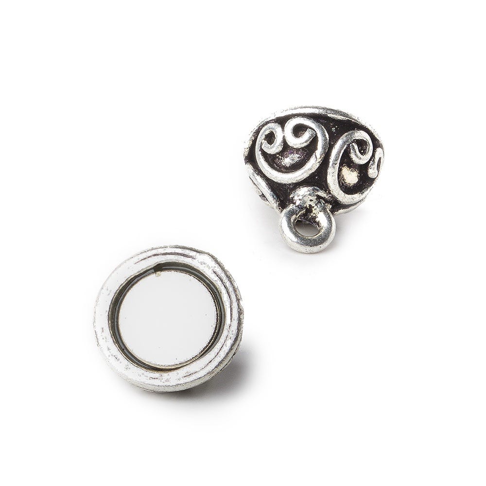 9mm Antiqued Silver Plated Copper Magnetic Clasp Simple Scroll Design Set of 2 - Beadsofcambay.com
