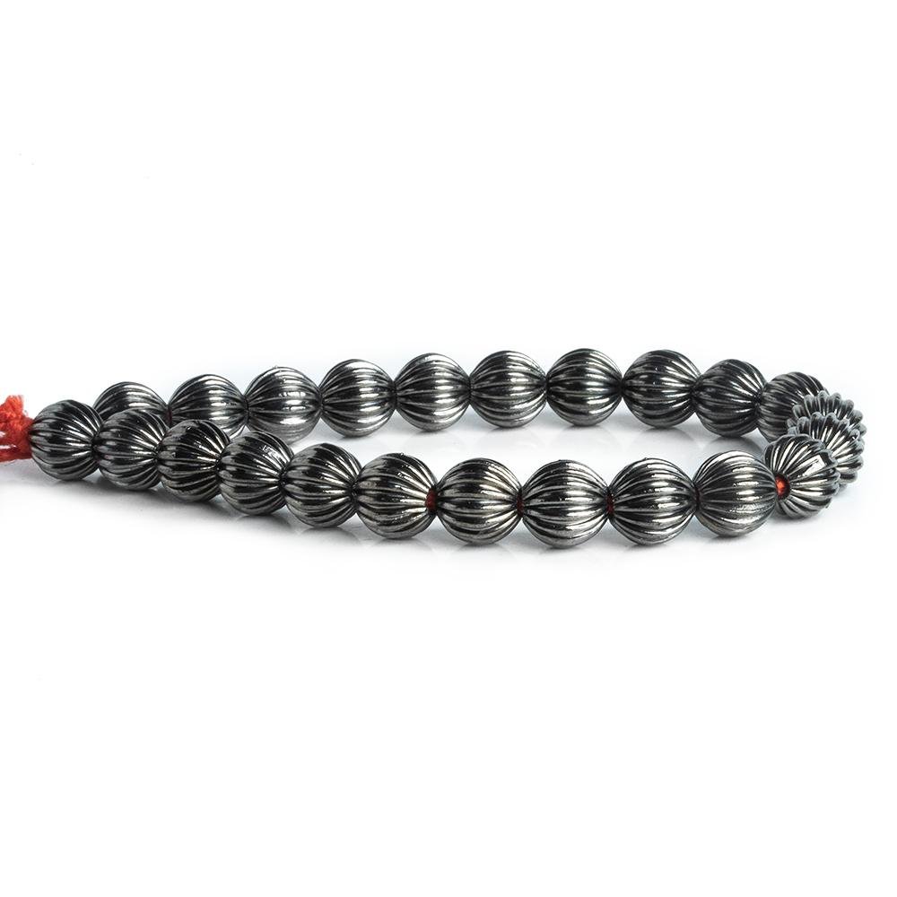 9mm Black Gold plated Copper Corrugated Beads 8 inch 23 beads - Beadsofcambay.com