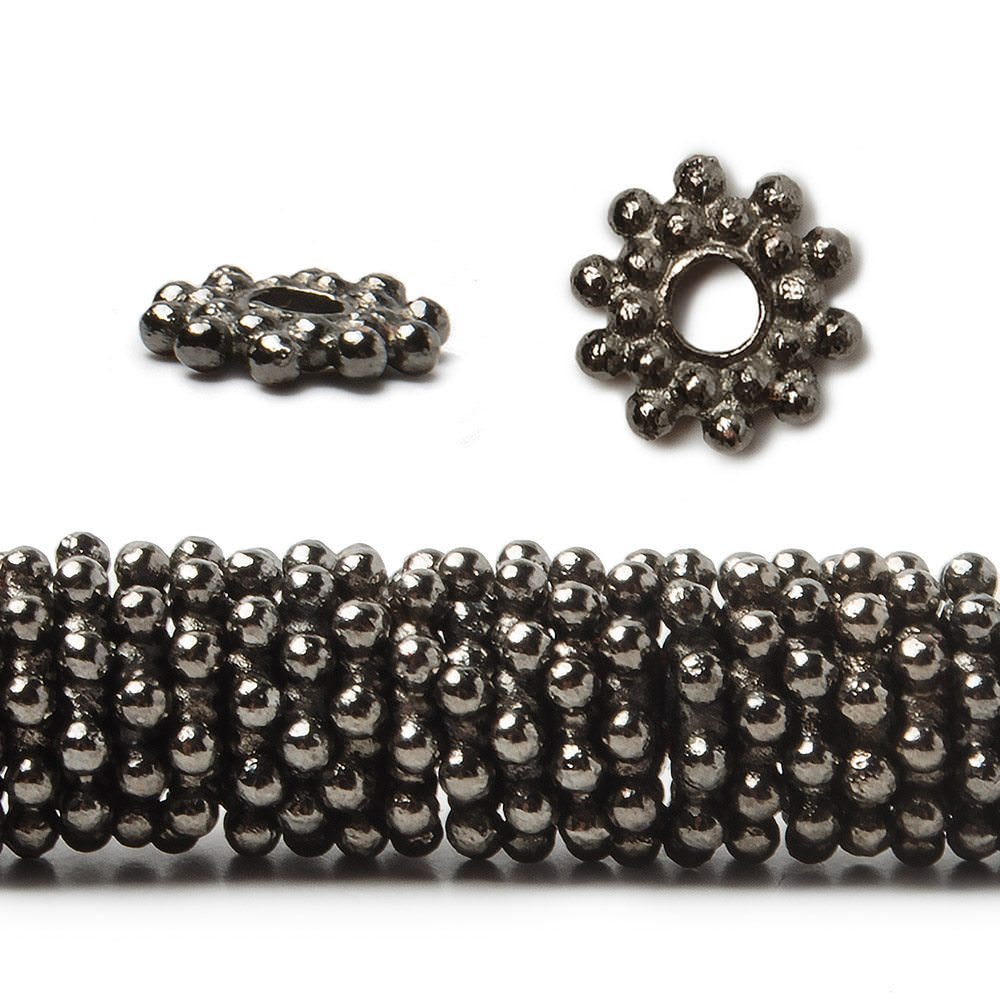 9mm Black Gold Plated Copper Daisy Spacer Beads 3mm ID 8 inch 130 beads - Beadsofcambay.com