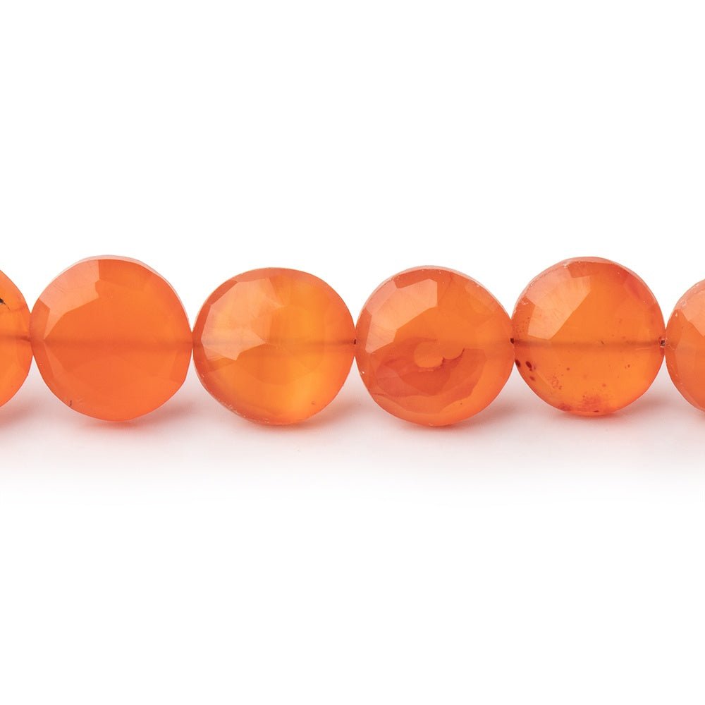 9mm Carnelian Faceted Coin Beads 7 inch 18 pieces - Beadsofcambay.com