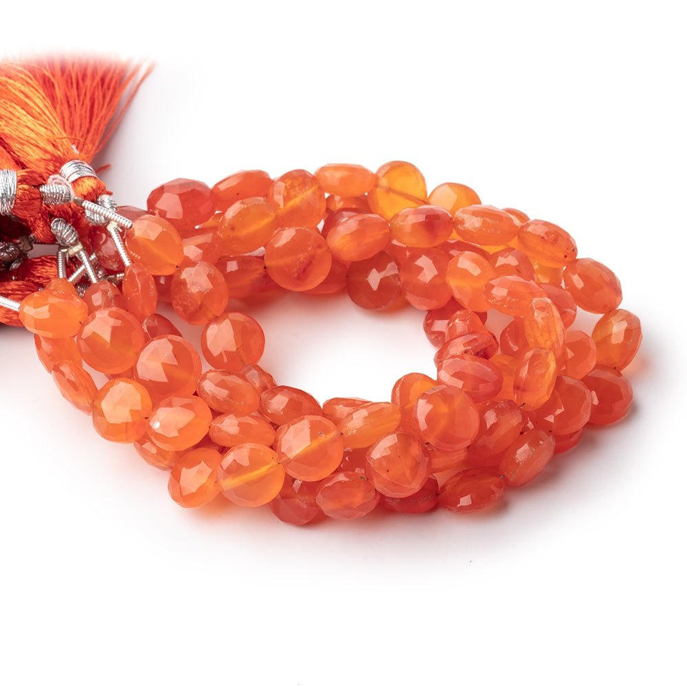 9mm Carnelian Faceted Coin Beads 7 inch 18 pieces - Beadsofcambay.com