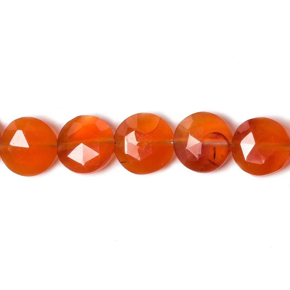 9mm Carnelian faceted coin beads 8 inch 23 pieces - Beadsofcambay.com