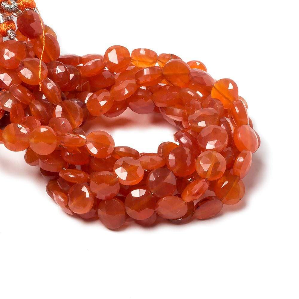 9mm Carnelian faceted coin beads 8 inch 23 pieces - Beadsofcambay.com