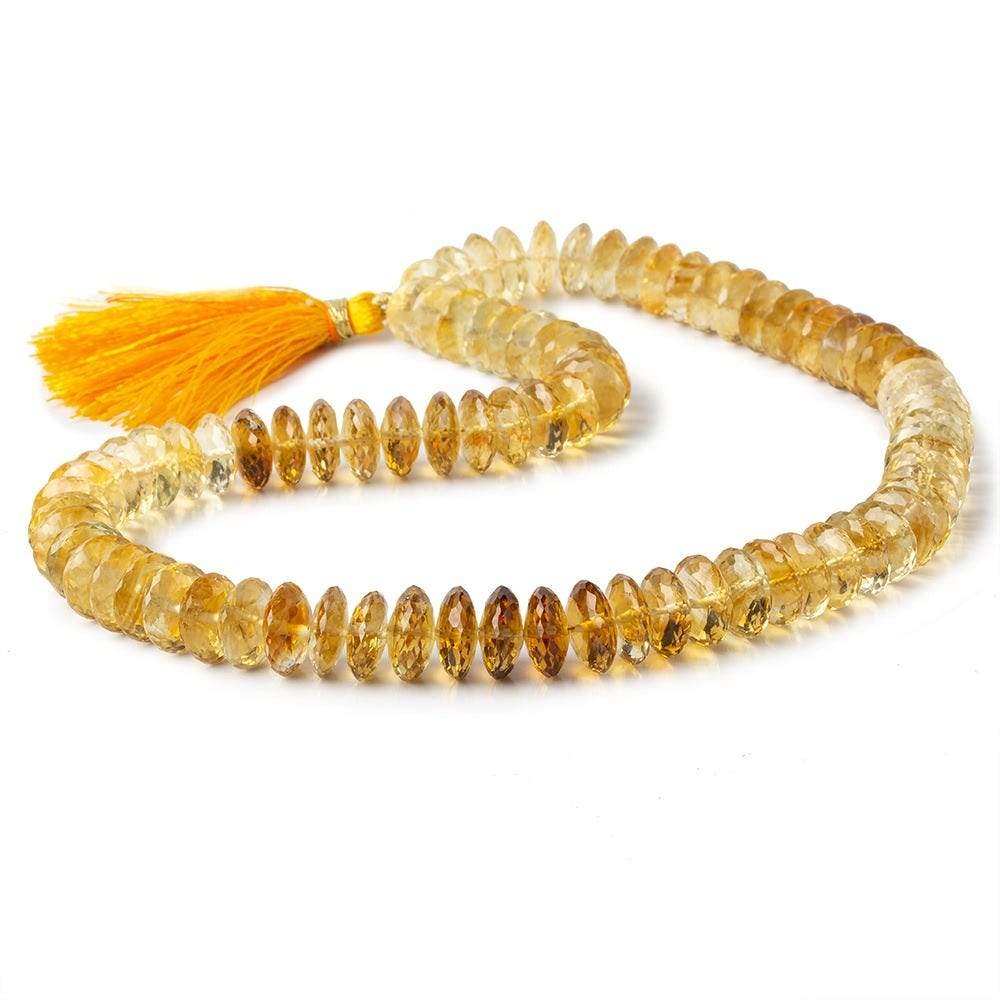 10mm Shaded Citrine German Faceted Rondelle Beads 16 inch 90 pieces - Beadsofcambay.com