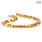 9mm Citrine Plain Rounds 15 inch 43 Beads with 1mm Drill Holes AA - Beadsofcambay.com