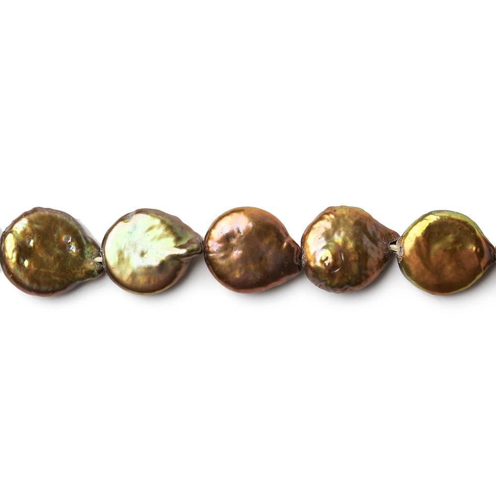 9mm Copper Brown Coin Freshwater Pearl Strand,38 pieces - Beadsofcambay.com