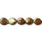 9mm Copper Brown Coin Freshwater Pearl Strand,38 pieces - Beadsofcambay.com