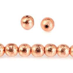9mm Copper Brushed Round 8 inch 24 pcs - Beadsofcambay.com
